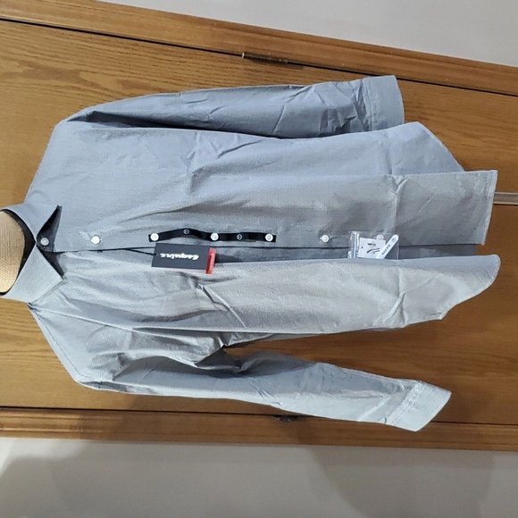 Esquire NWT black white print dress shirt non iron performance slim print - Picture 2 of 9